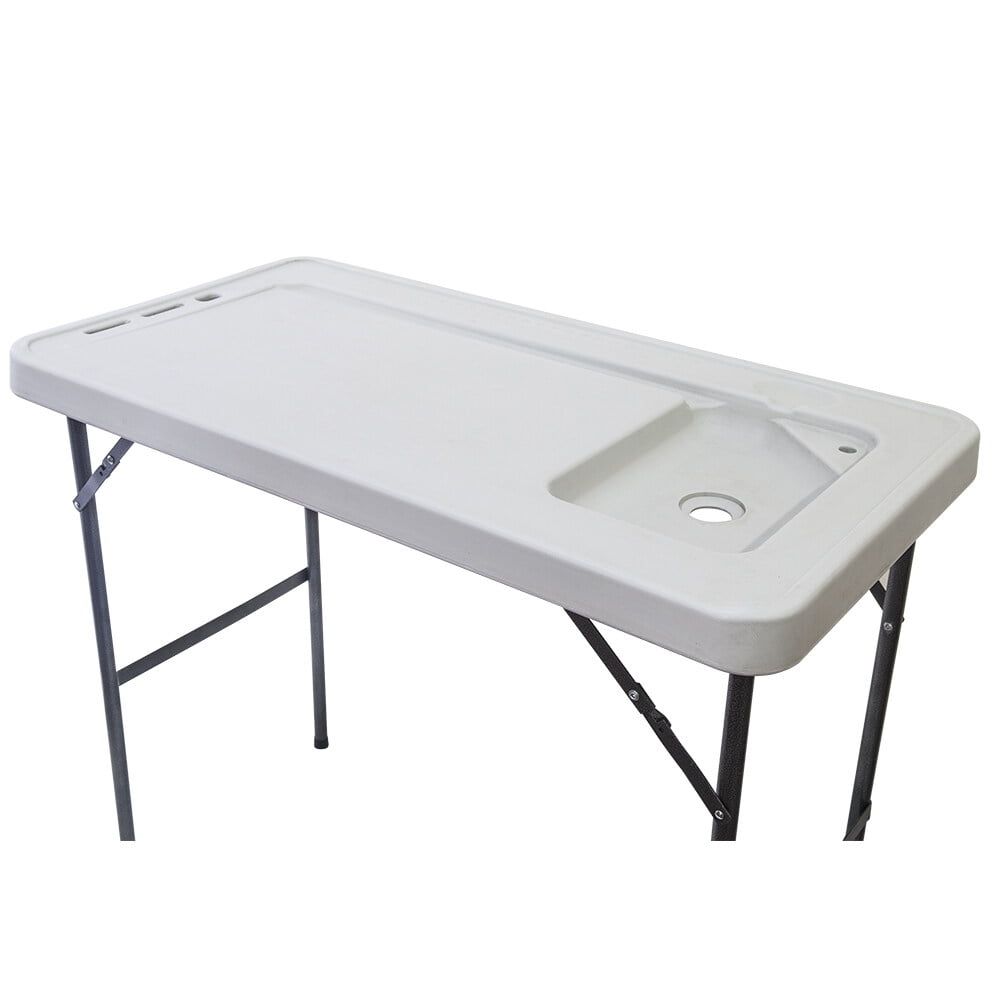 White HDPE Folding Fish Cleaning Table with Sink and Spray Gun