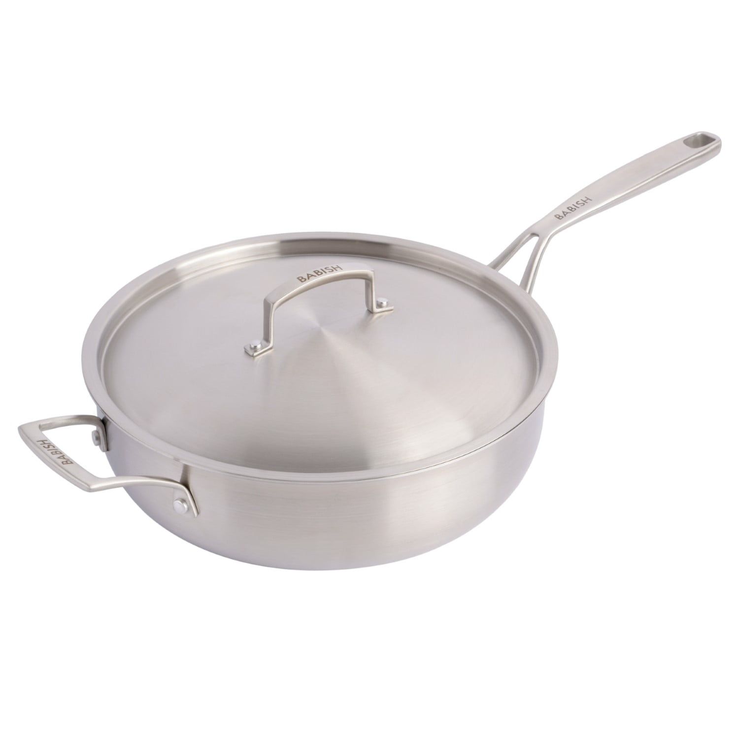 Babish 5-Quart Tri-Ply Stainless Steel Saute Pan with Lid