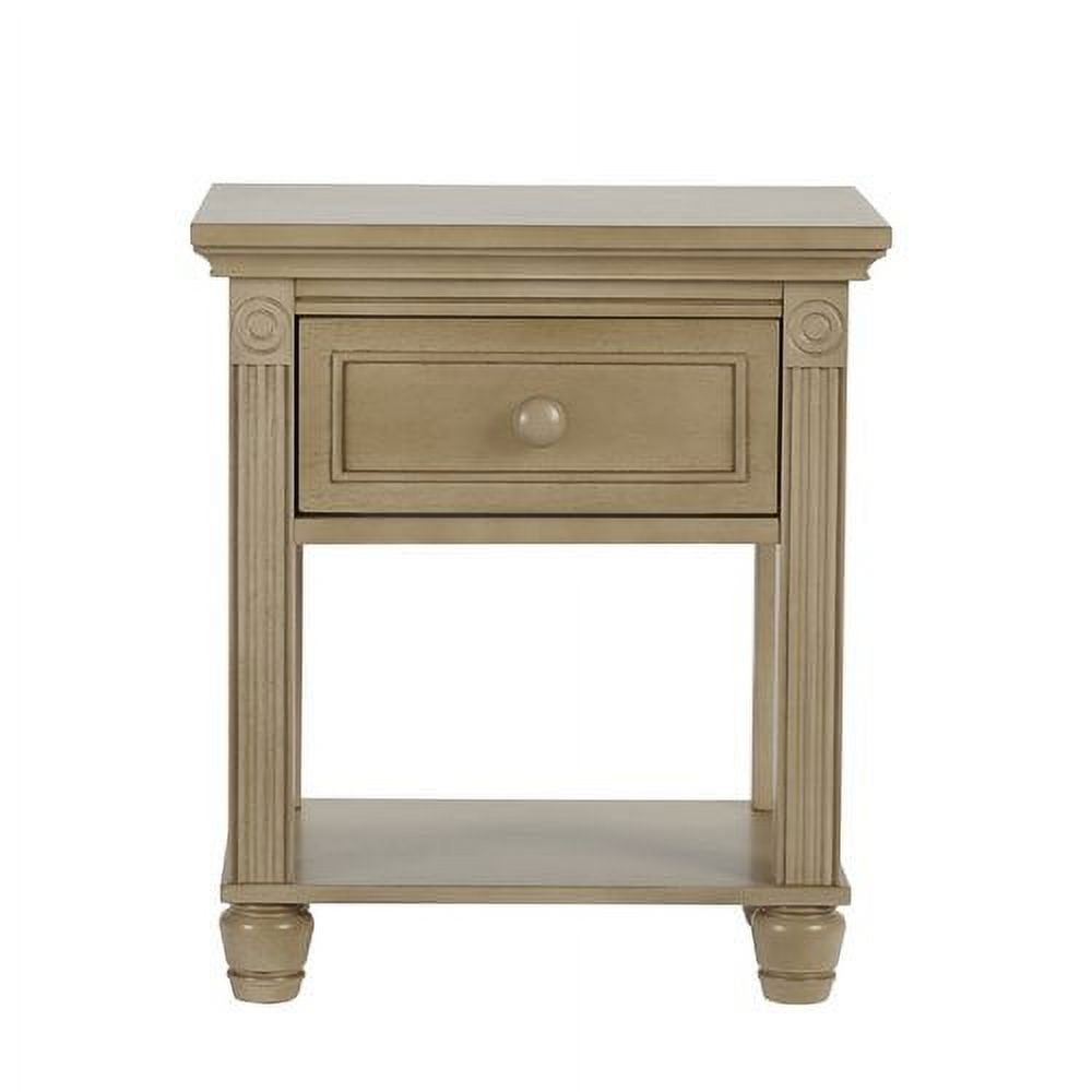 Classic Natural Wood Pedestal Nightstand with Storage Drawer