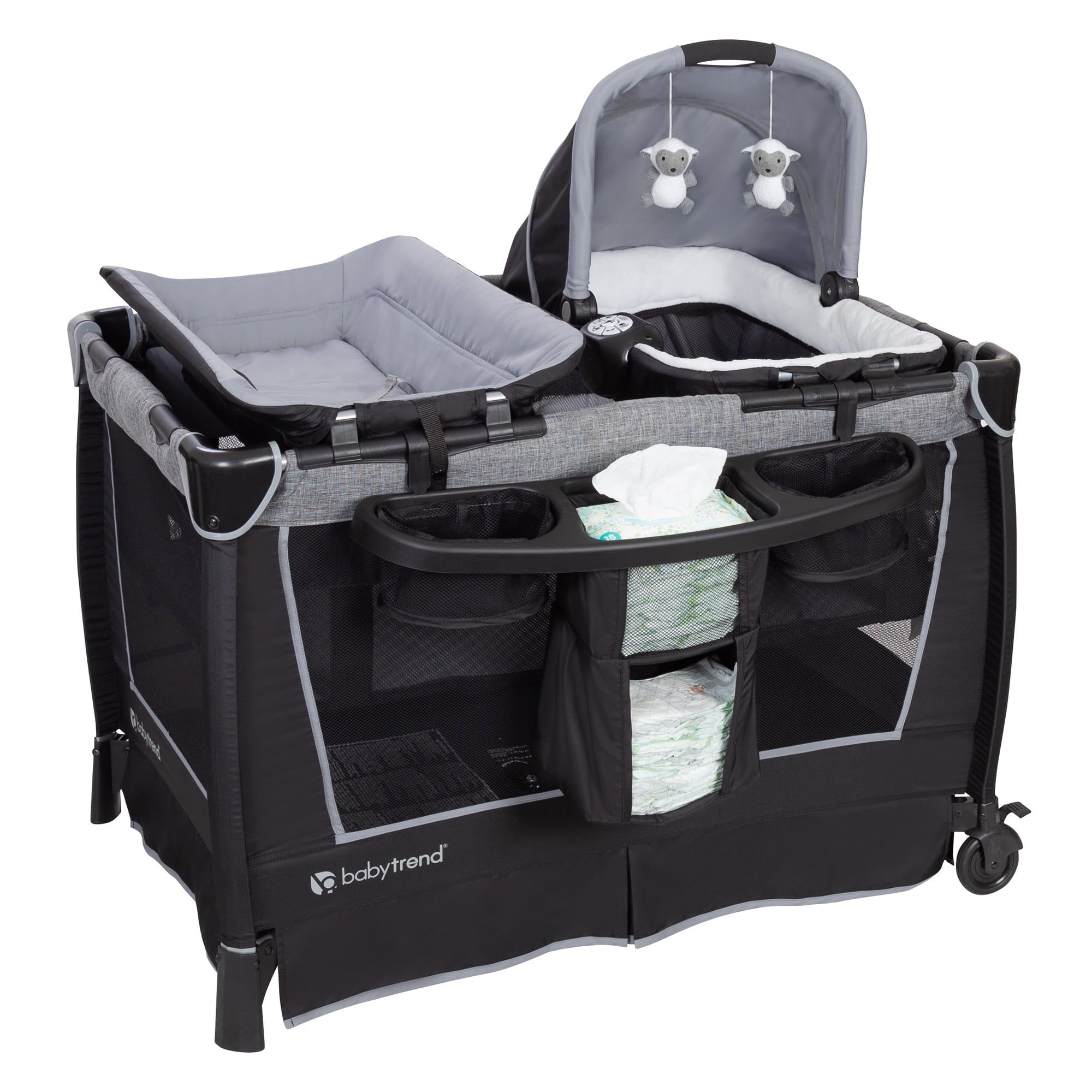 Gray Portable Nursery Center with Bassinet and Changing Station