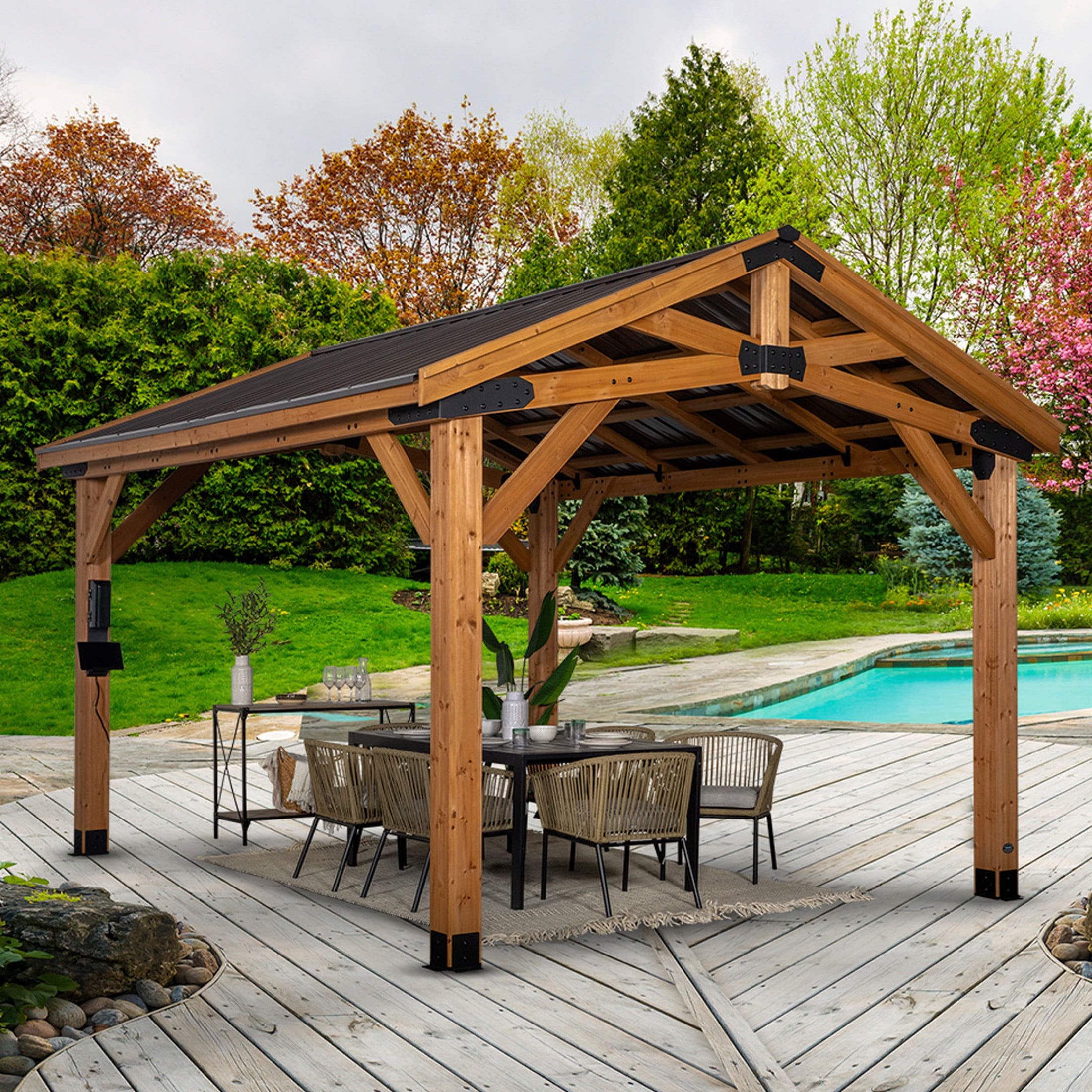 Norwood 14x12 Cedar and Steel Outdoor Gazebo