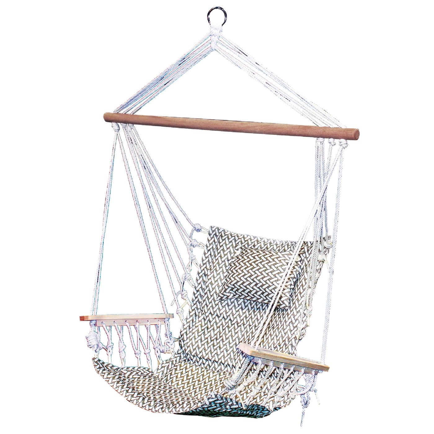 Grey Herringbone Hanging Hammock Chair with Cushions