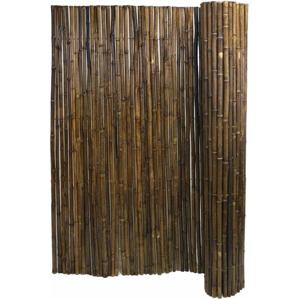Caramel Brown Bamboo Decorative Rolled Fence Panel, 6ftHx8ftL