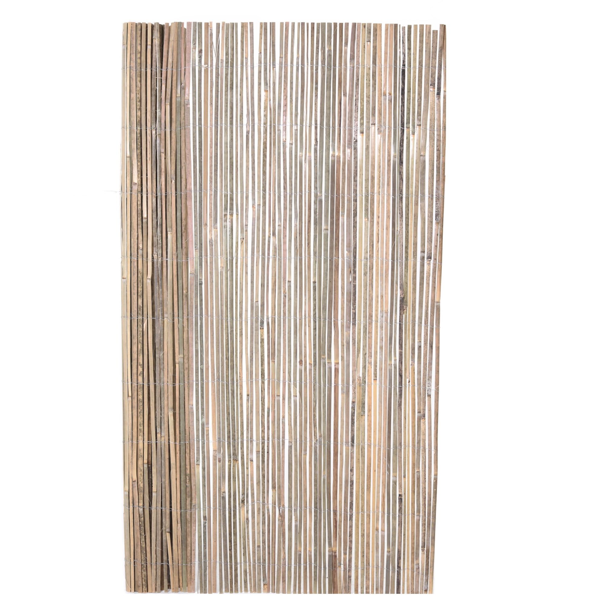 Natural Raw Split Bamboo Slat Fence 6 ft H x 16 ft L