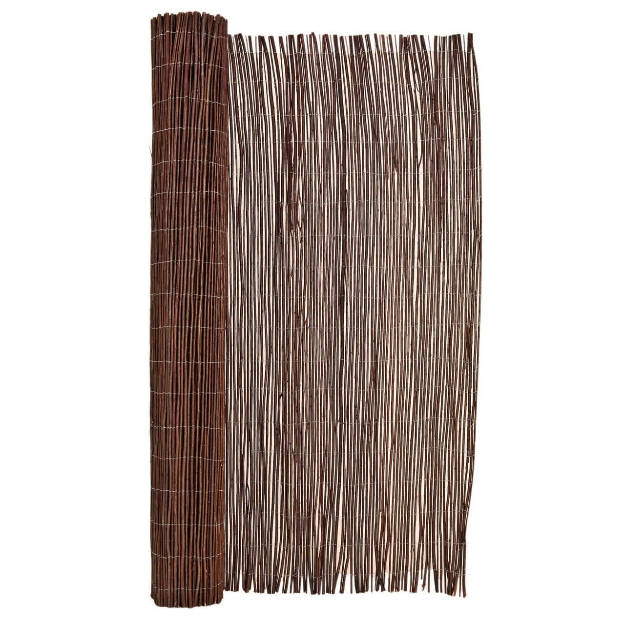 Natural Brown Willow Wood Rolled Panel Fence, 72 in H x 96 in L
