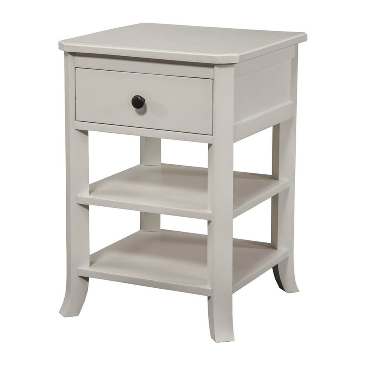 Transitional Alpine Baker 1-Drawer White Nightstand