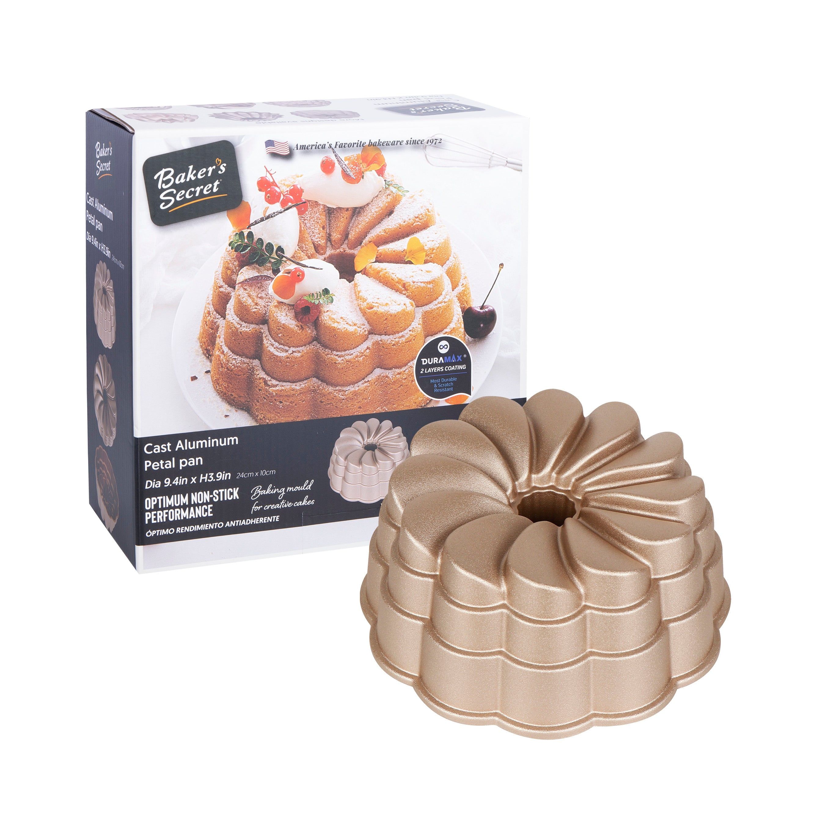 Petal Gold Aluminum Non-Stick Fluted Bundt Pan