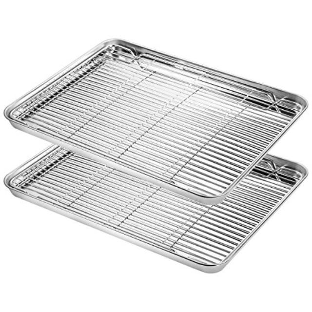 Stainless Steel Non-stick Cookie Sheet with Rack Set