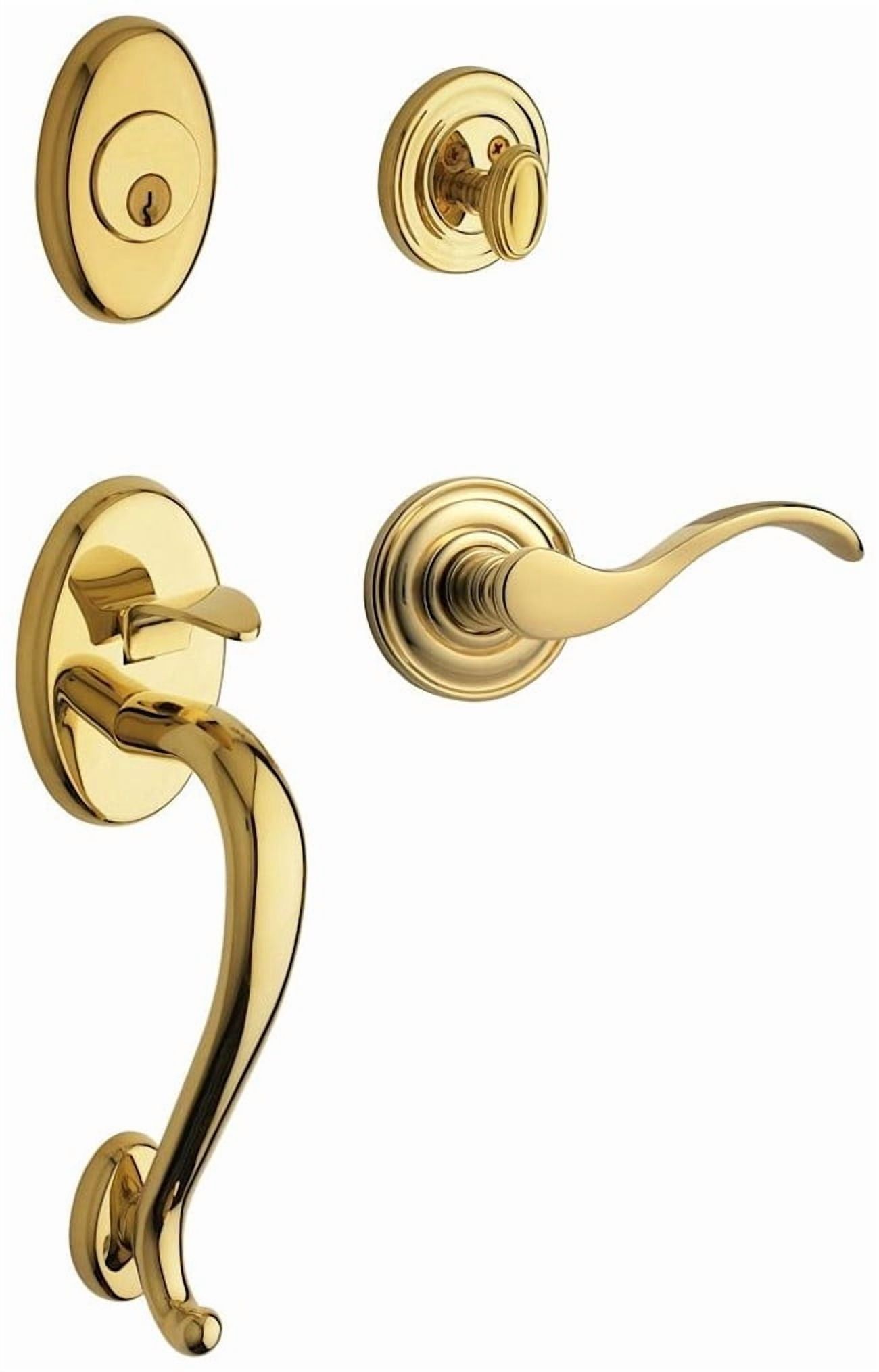 Logan Polished Brass Single Cylinder Handleset with Wave Lever