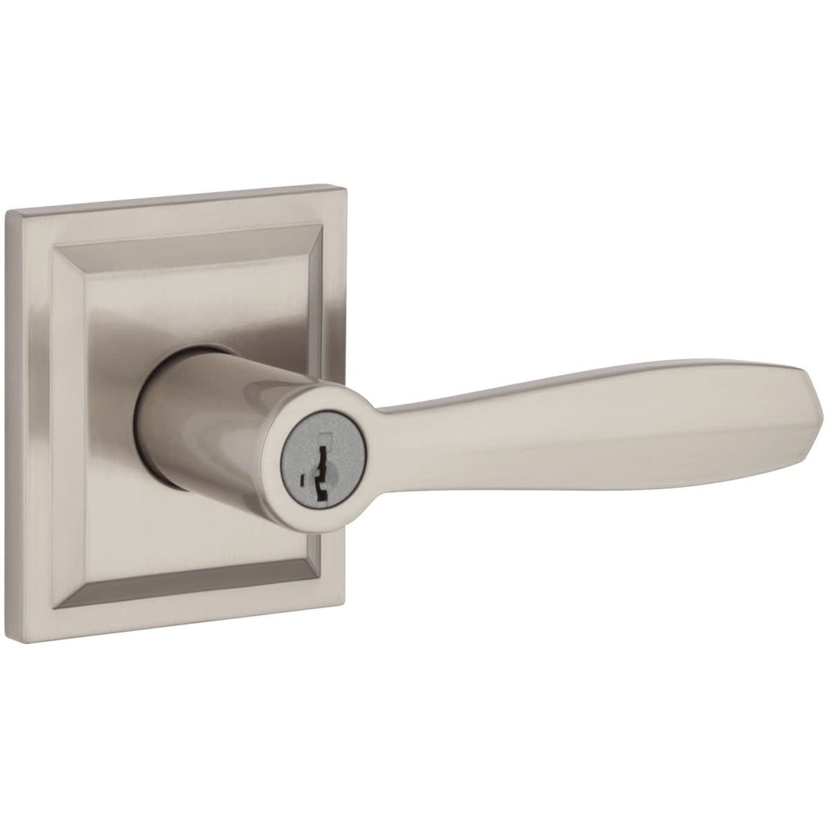 Satin Nickel Modern Keyed Entry Lever with SmartKey