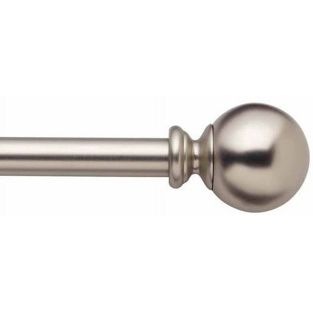 Satin Nickel 28-48" Metal Curtain Rod with Ball Finial