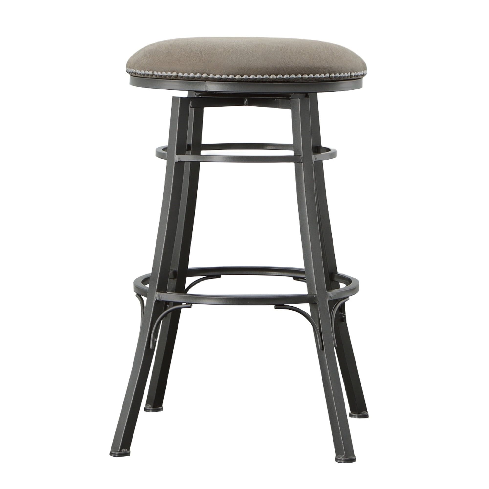 Bali Dark Gray Metal Backless Swivel Bar Stool