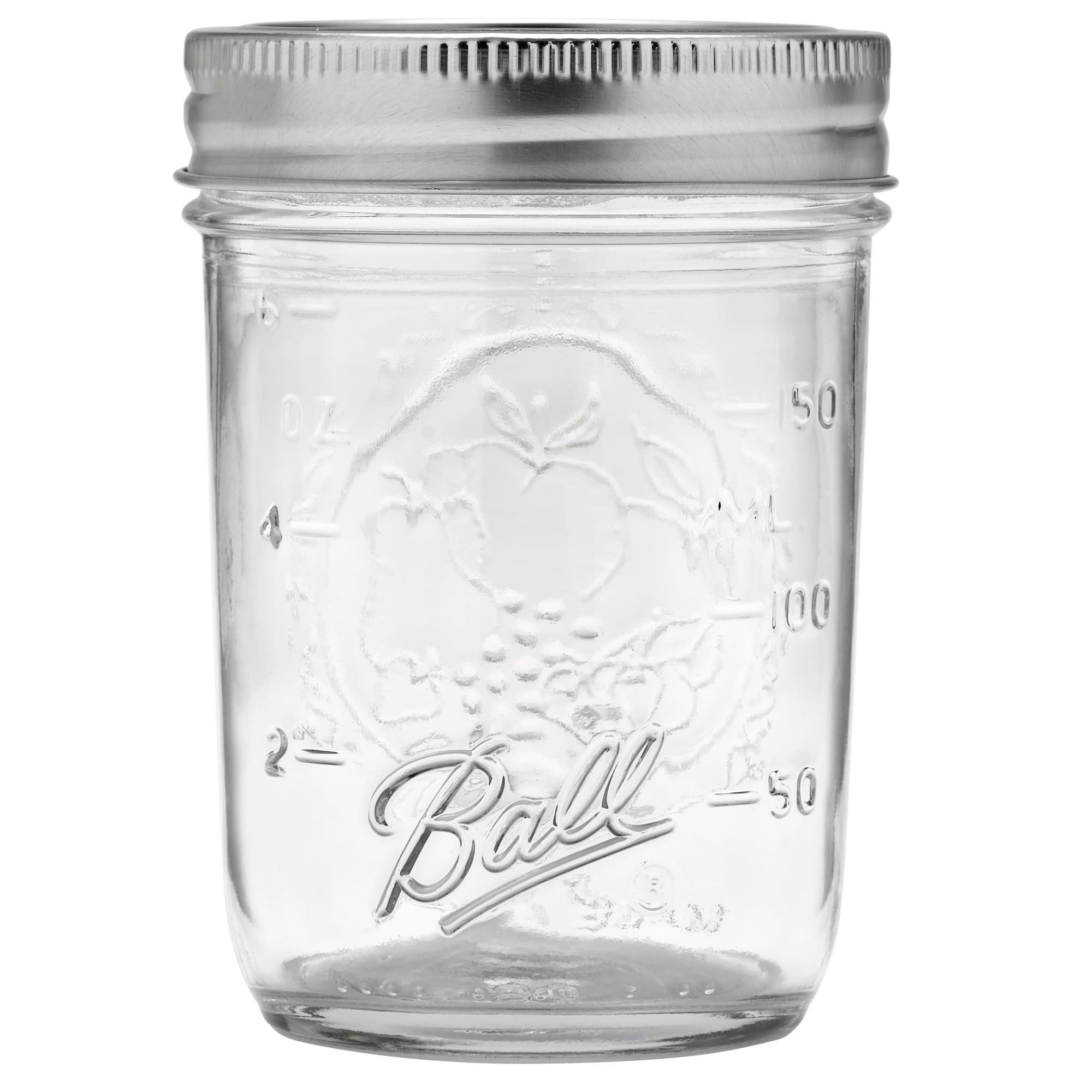 Ball 8 oz Clear Glass Mason Jars with Silver Lids, Set of 12