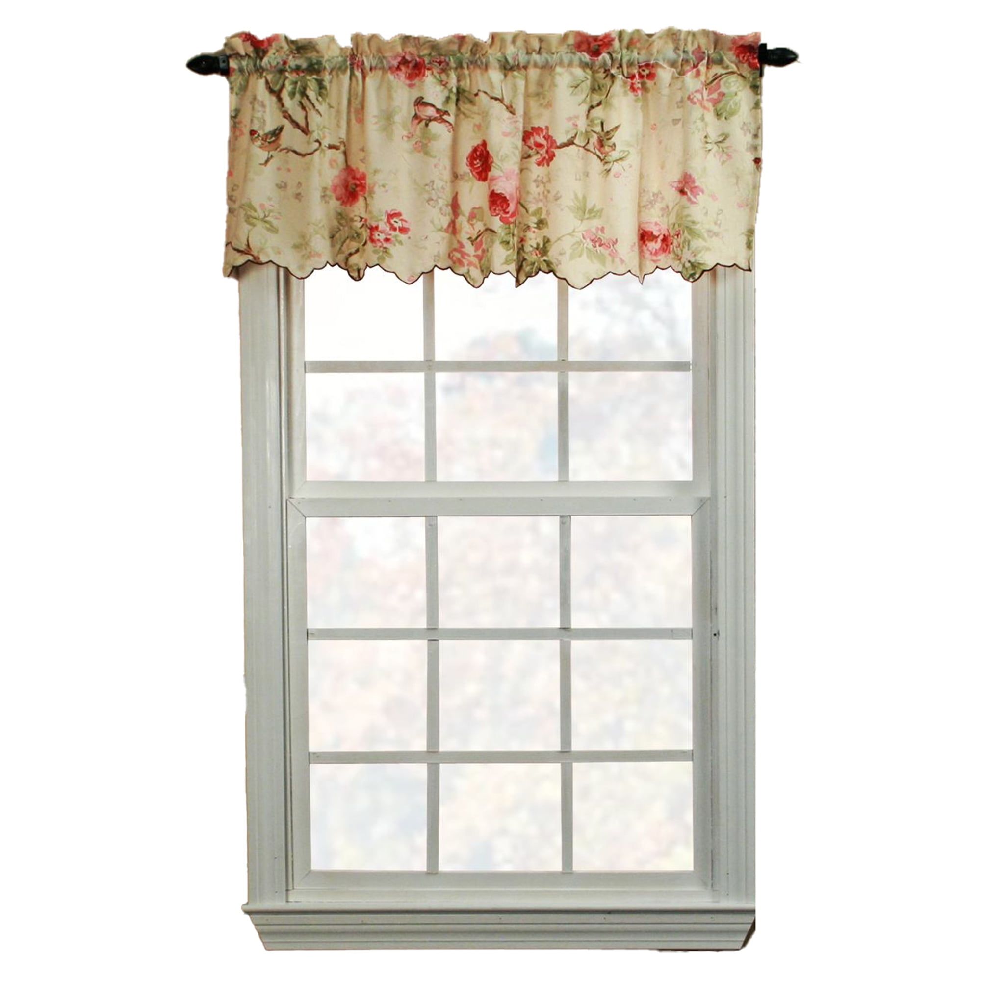 Balmoral Red and Yellow Floral Print Semi Sheer Valance 48x15