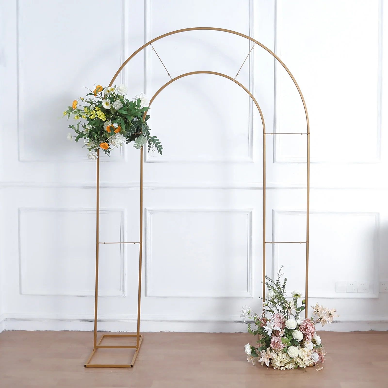 Gold Metal Double Arch Wedding Backdrop Stand