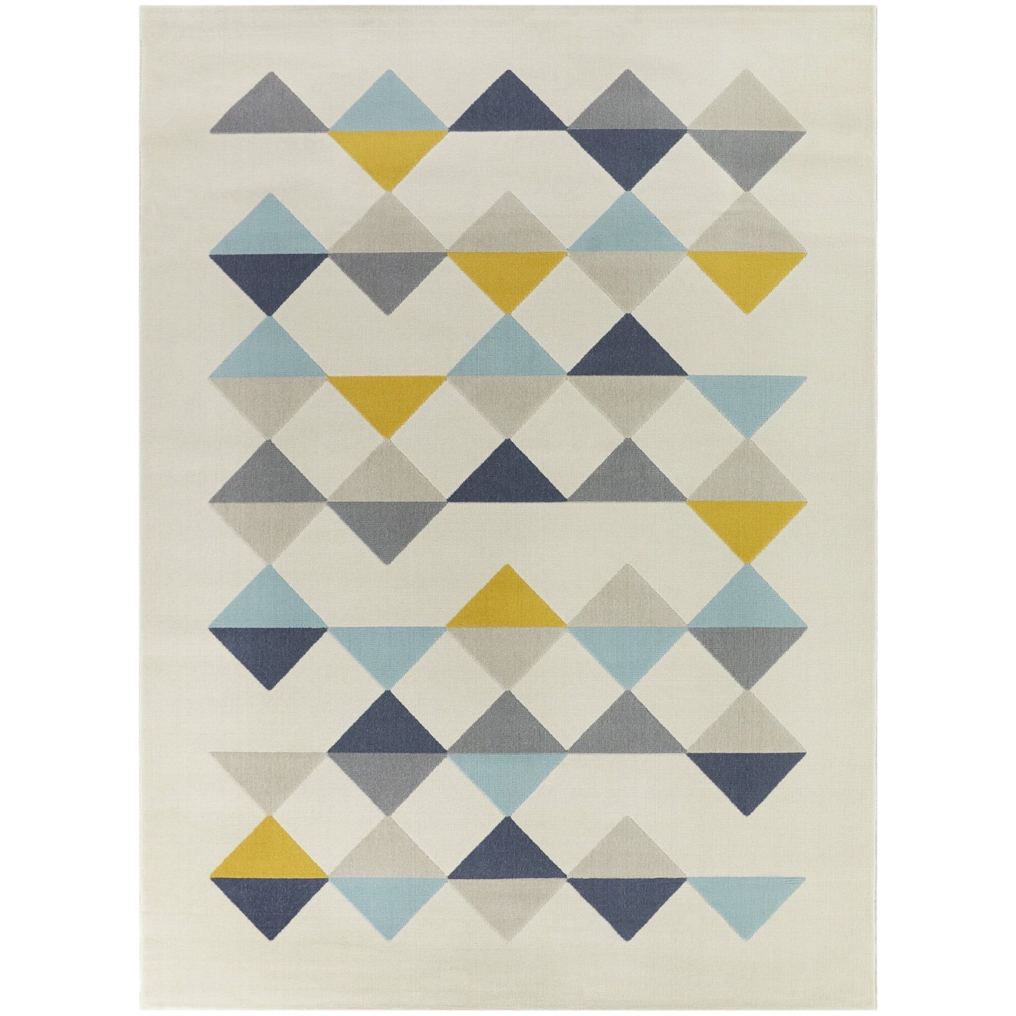 Yellow and Gray Geometric Synthetic Area Rug 5'3" x 7'