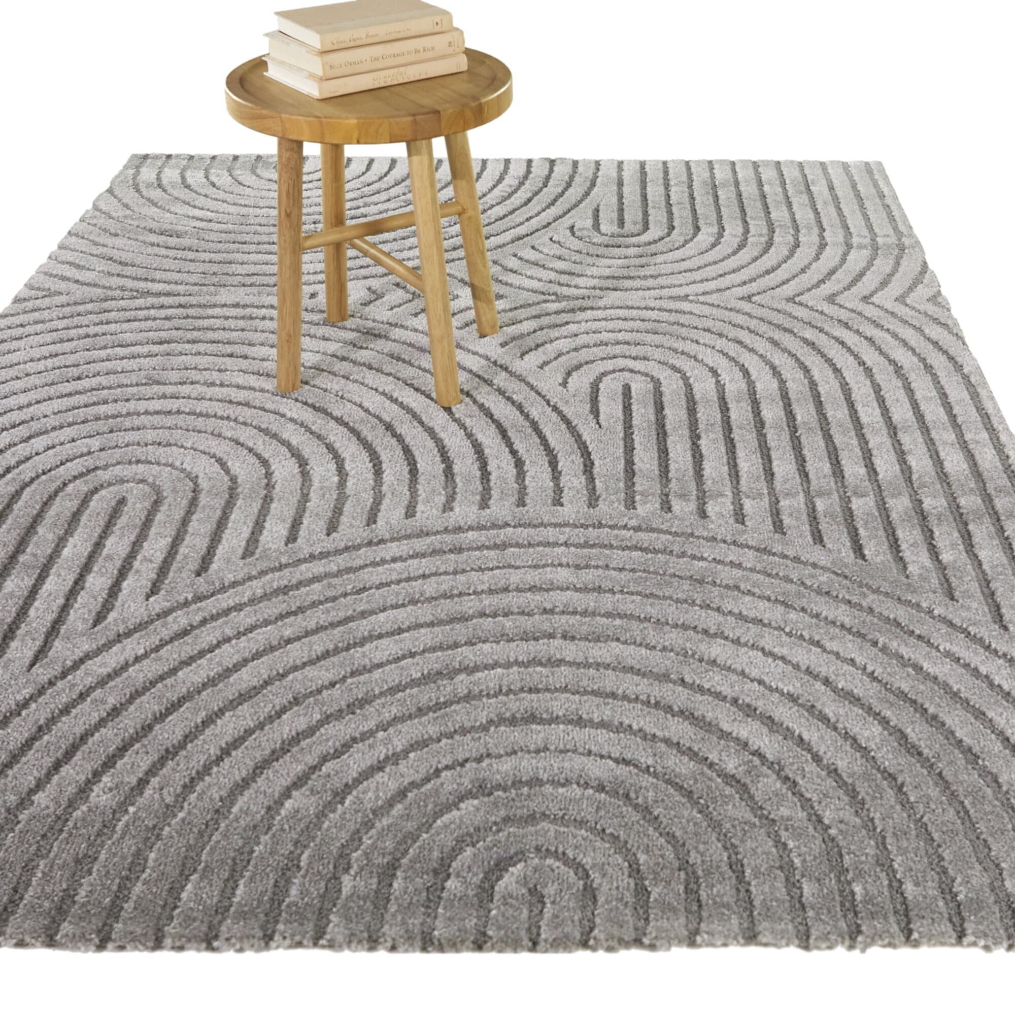 Gray 4' x 6' Stain-Resistant Synthetic Area Rug