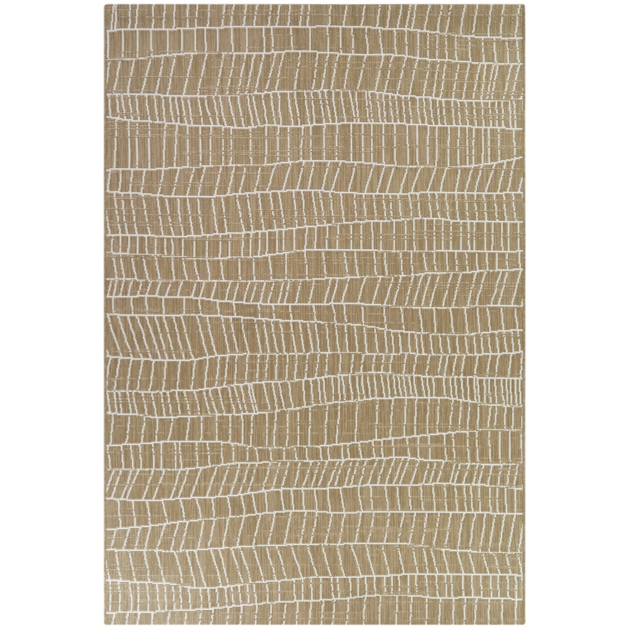 Siegel Tan and White Geometric Flat Woven Synthetic Area Rug