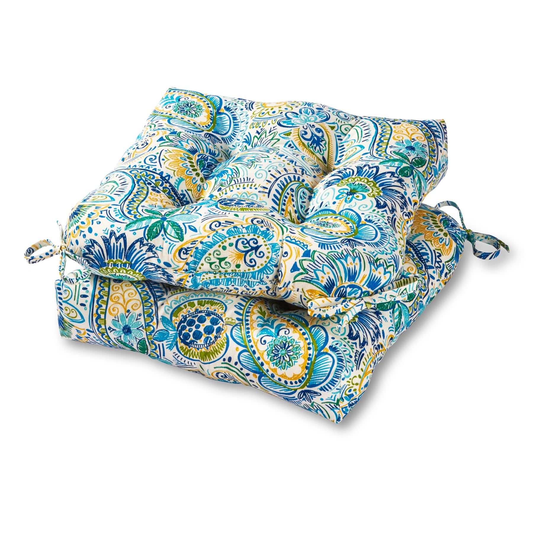 Baltic Paisley Plush Square Outdoor Chair Cushion Pair