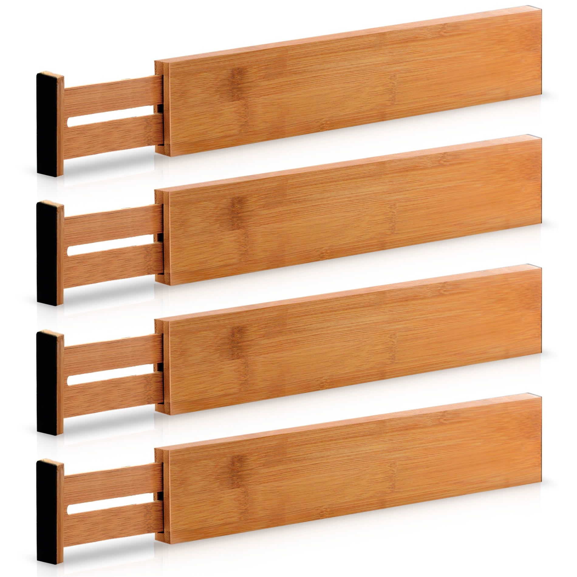 Natural Bamboo Adjustable Drawer Dividers Set of 4