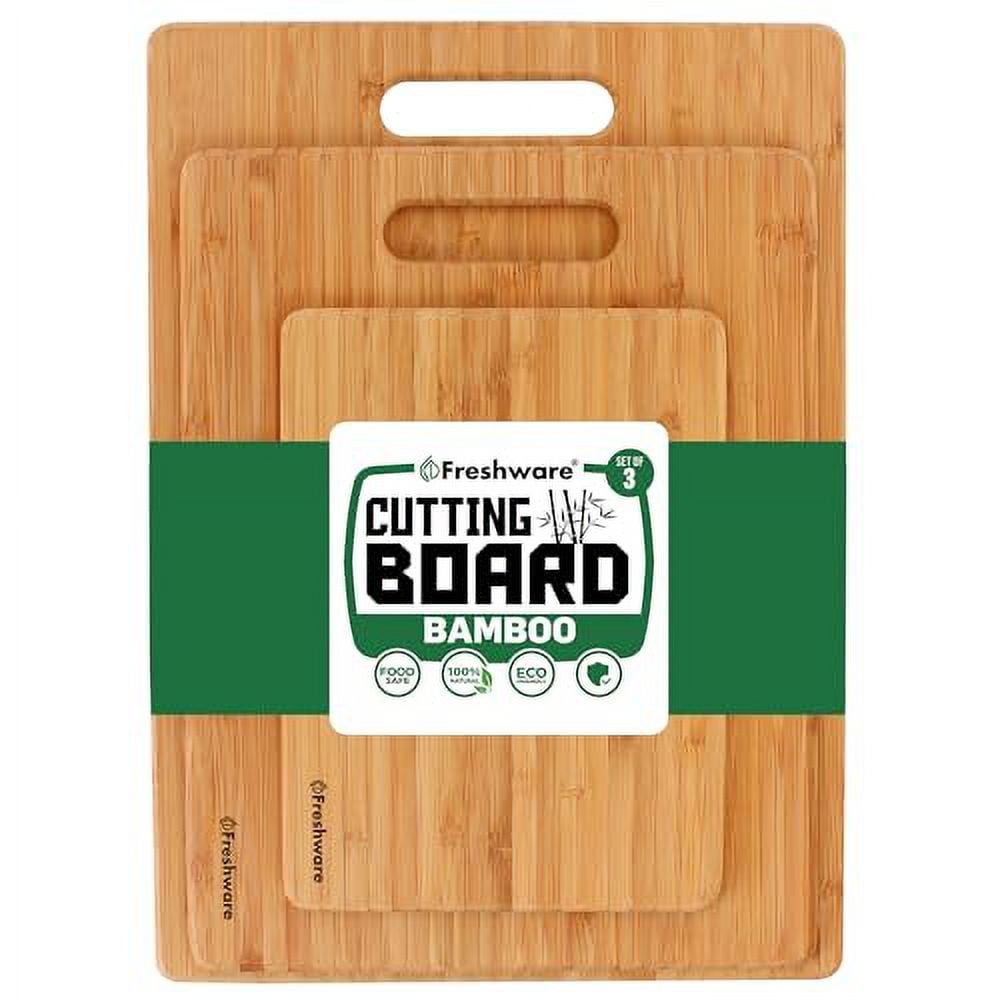 Eco-Friendly Bamboo Cutting Board Set with Juice Grooves