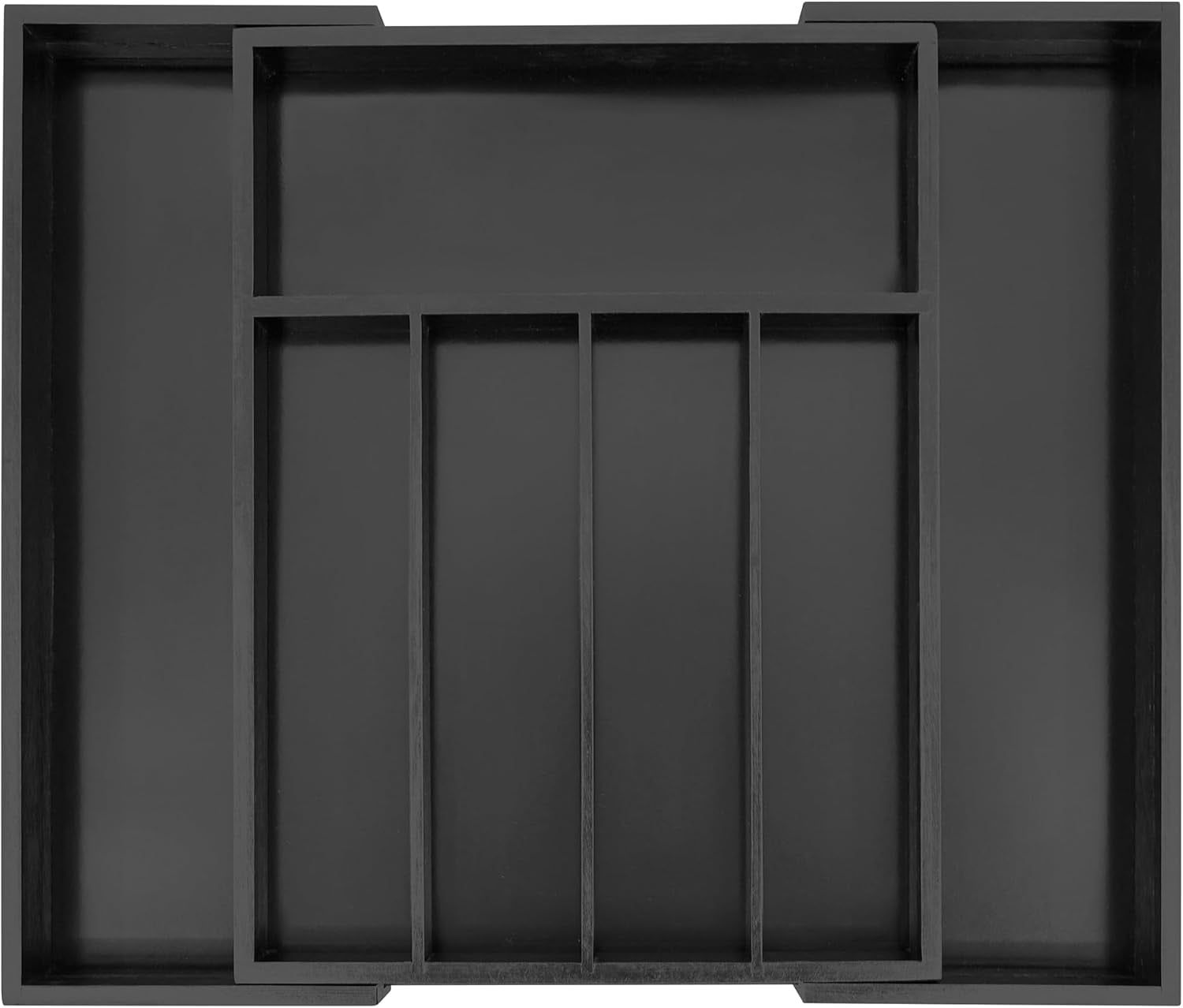 Black Bamboo Expandable Kitchen Drawer Organizer with 7 Slots