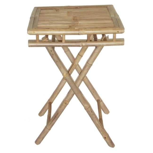 White Bamboo Rectangular Folding Patio Table