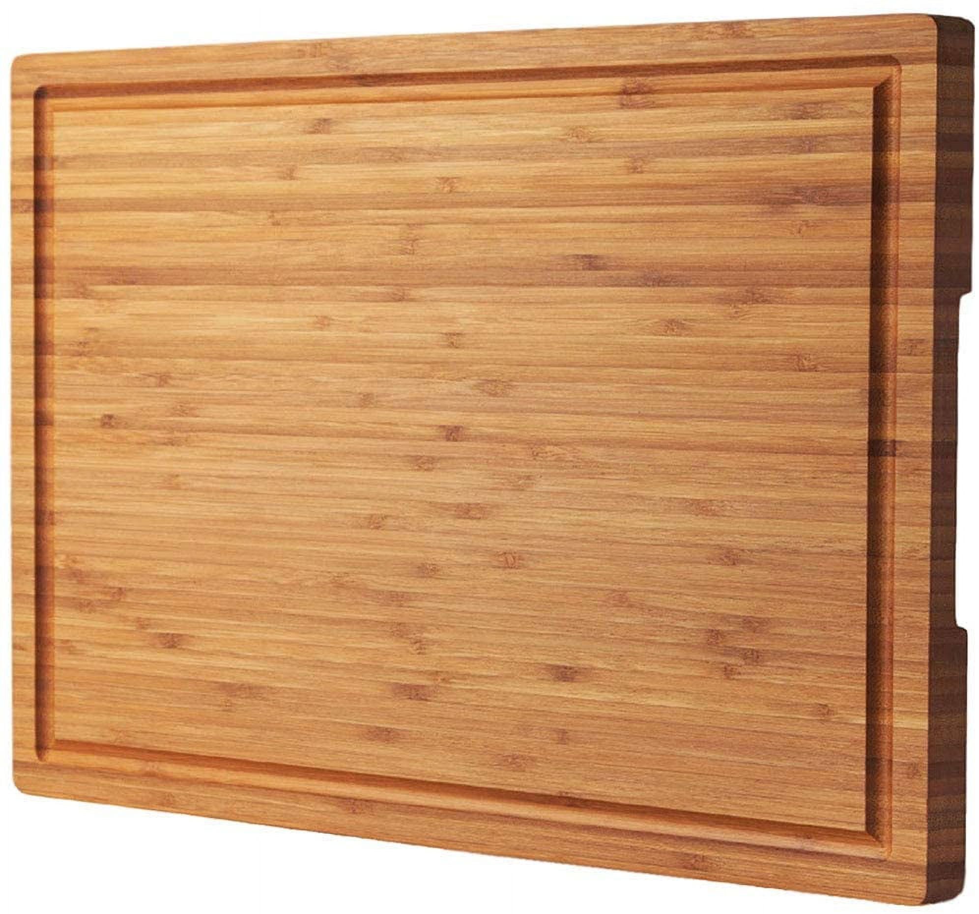 Large Bamboo Cutting Board with Juice Grooves and Handles