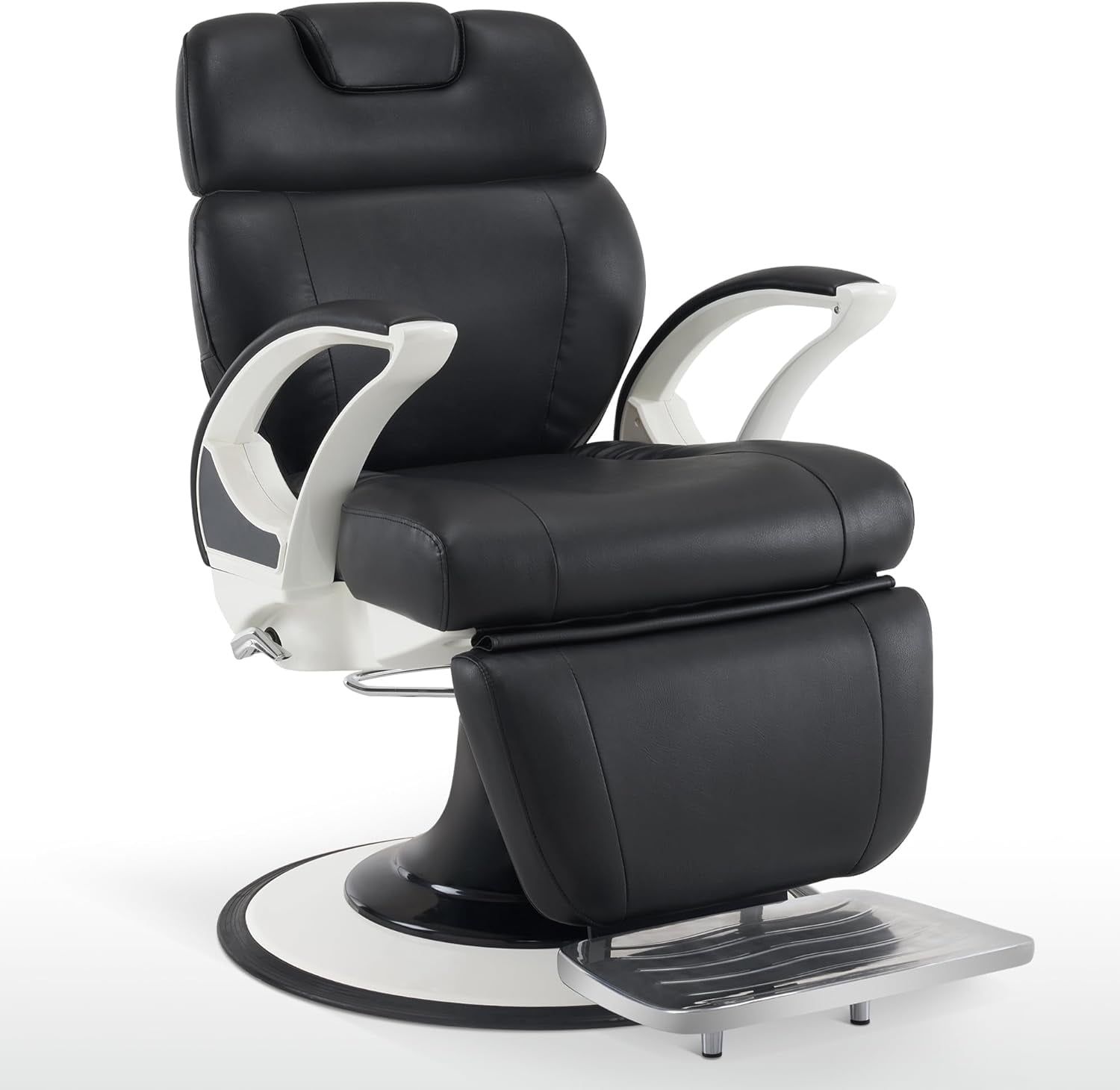 Black Faux Leather Hydraulic Reclining Barber Chair