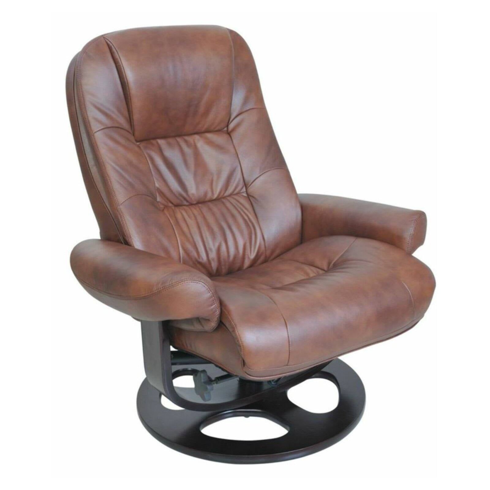 Hilton Whiskey Leather Swivel Recliner with Ottoman
