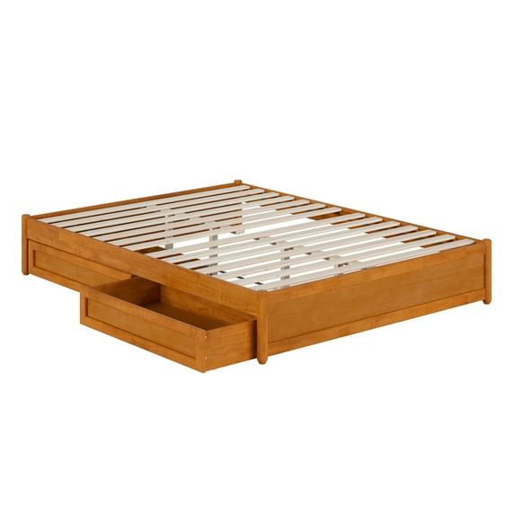 Barcelona Light Toffee Queen Wood Frame Platform Bed with Storage Drawers