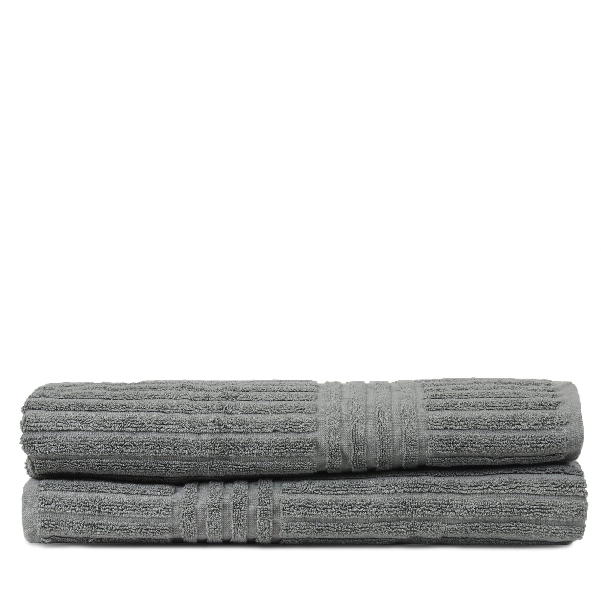 Gray Turkish Cotton Ribbed Bath Towel Set of 2