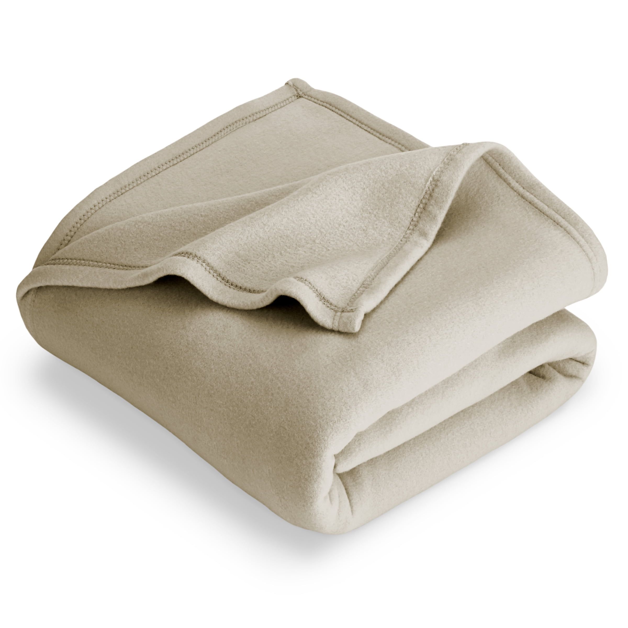 Full/Queen Beige Fleece Reversible Blanket