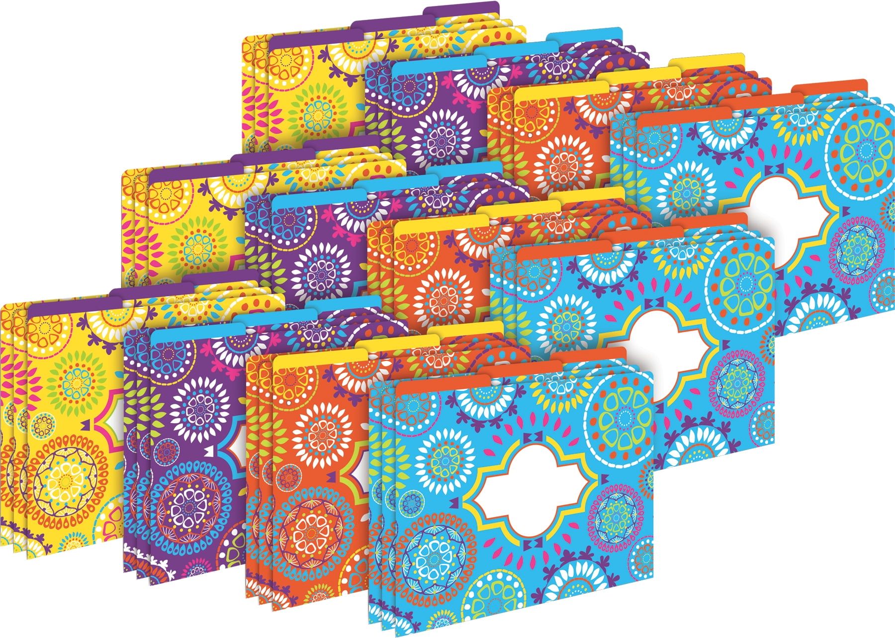 Moroccan Multicolor Letter-Size File Folders Set, 36-Pack