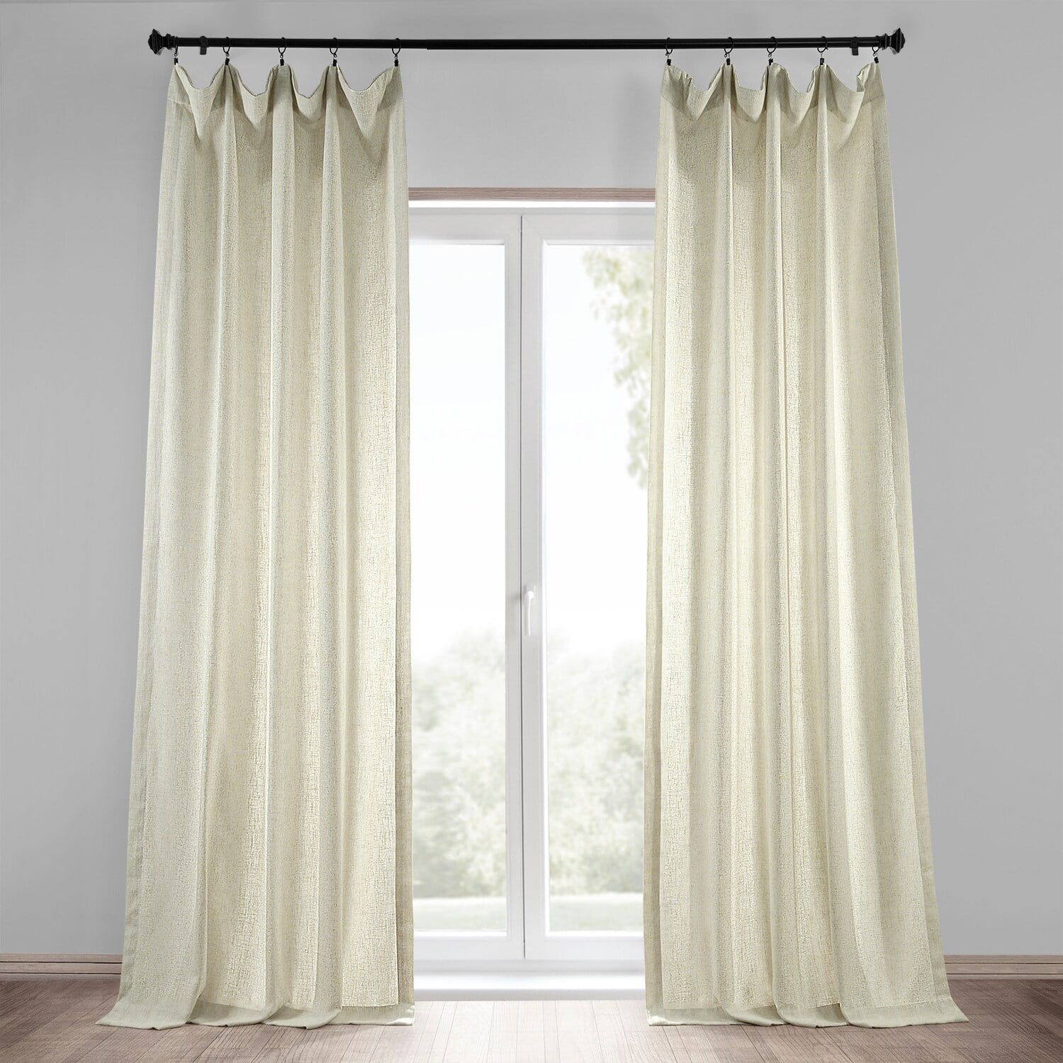 Off-White Light-Filtering Linen Blend Drape Panel