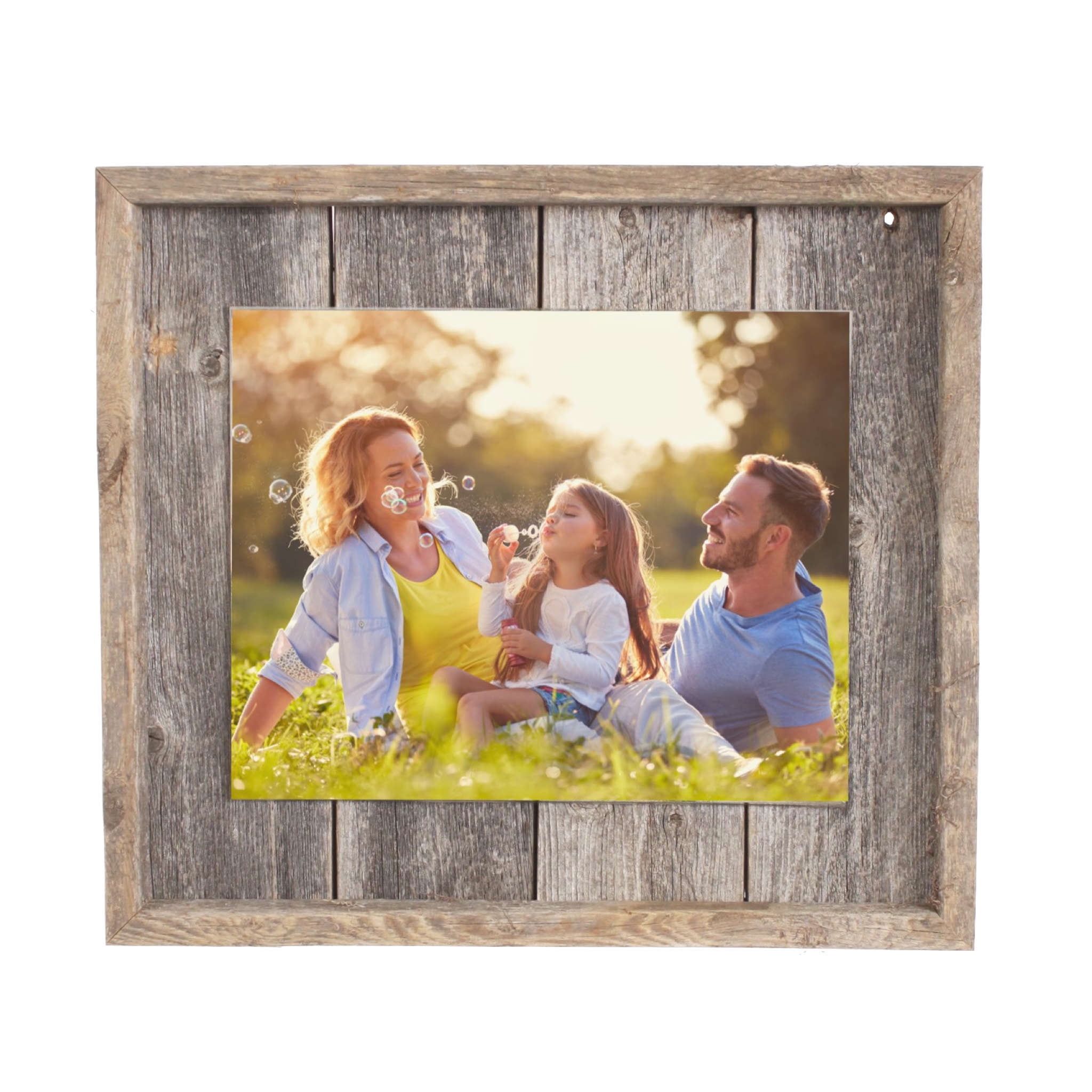 Rustic Weathered Gray Reclaimed Wood 8x8 Floating Picture Frame