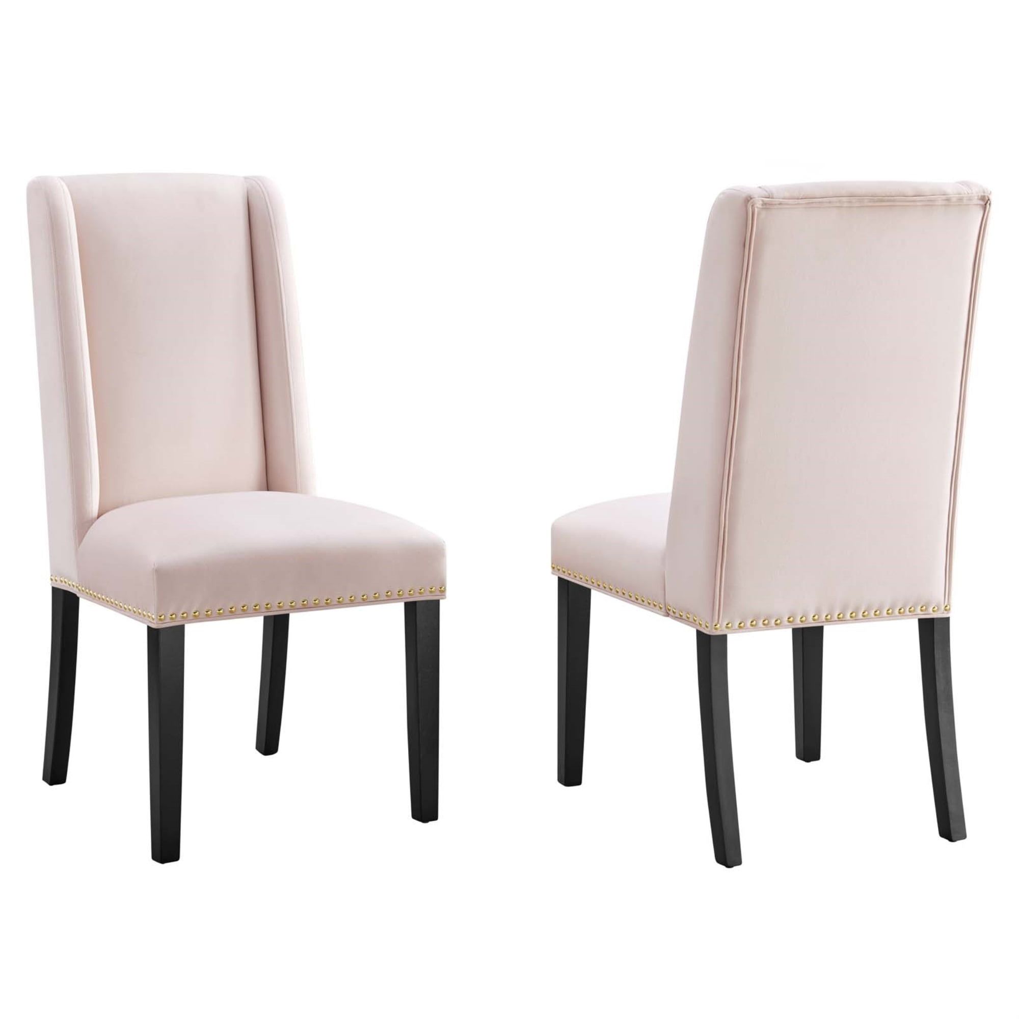 Elegant Black Velvet Upholstered Dining Chair with Nailhead Trim