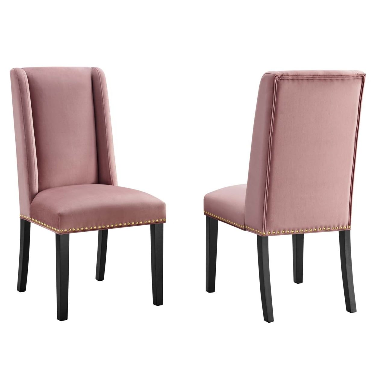 Dusty Rose Velvet Upholstered Side Chair with Wood Frame