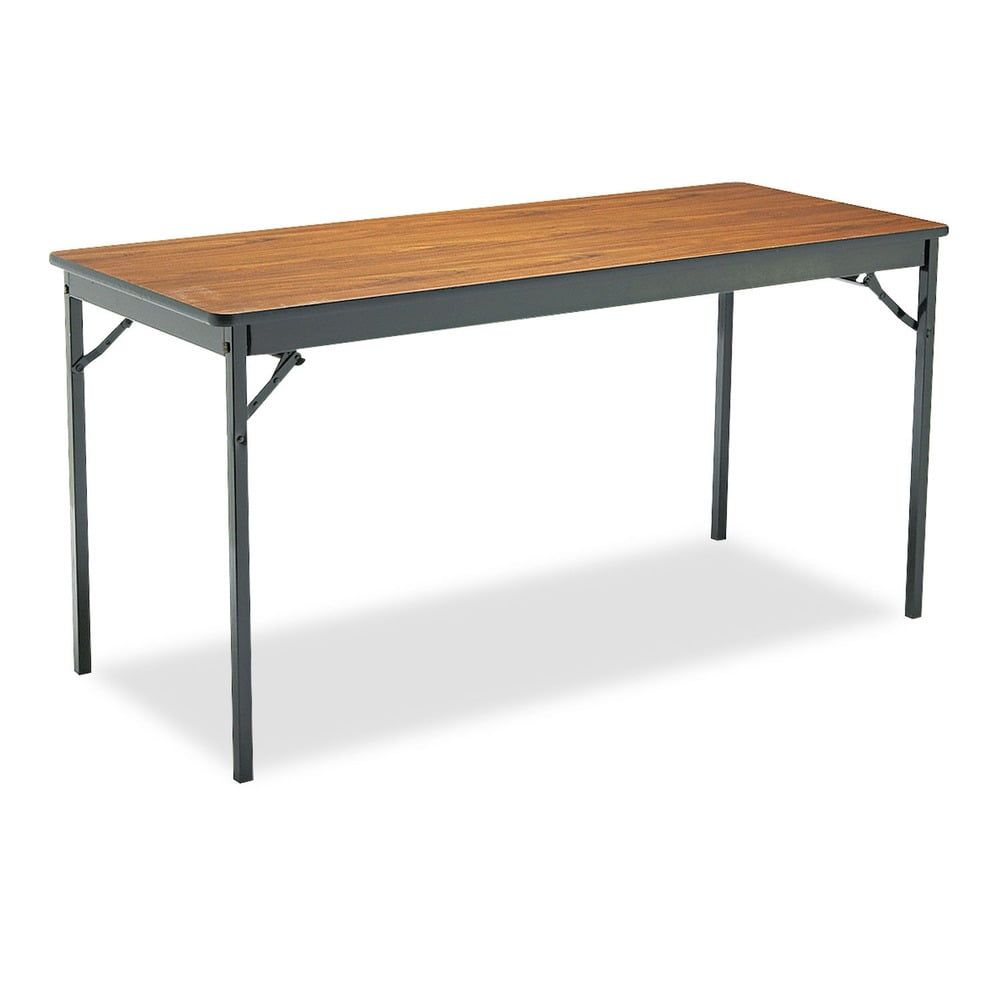 Walnut and Black Rectangular Folding Table, 60 x 24 x 30 in.