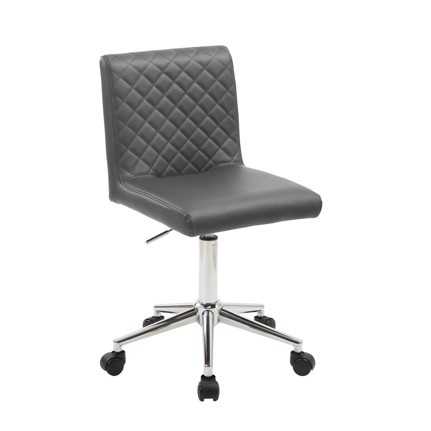 Gray Quilted Faux Leather Swivel Office Chair