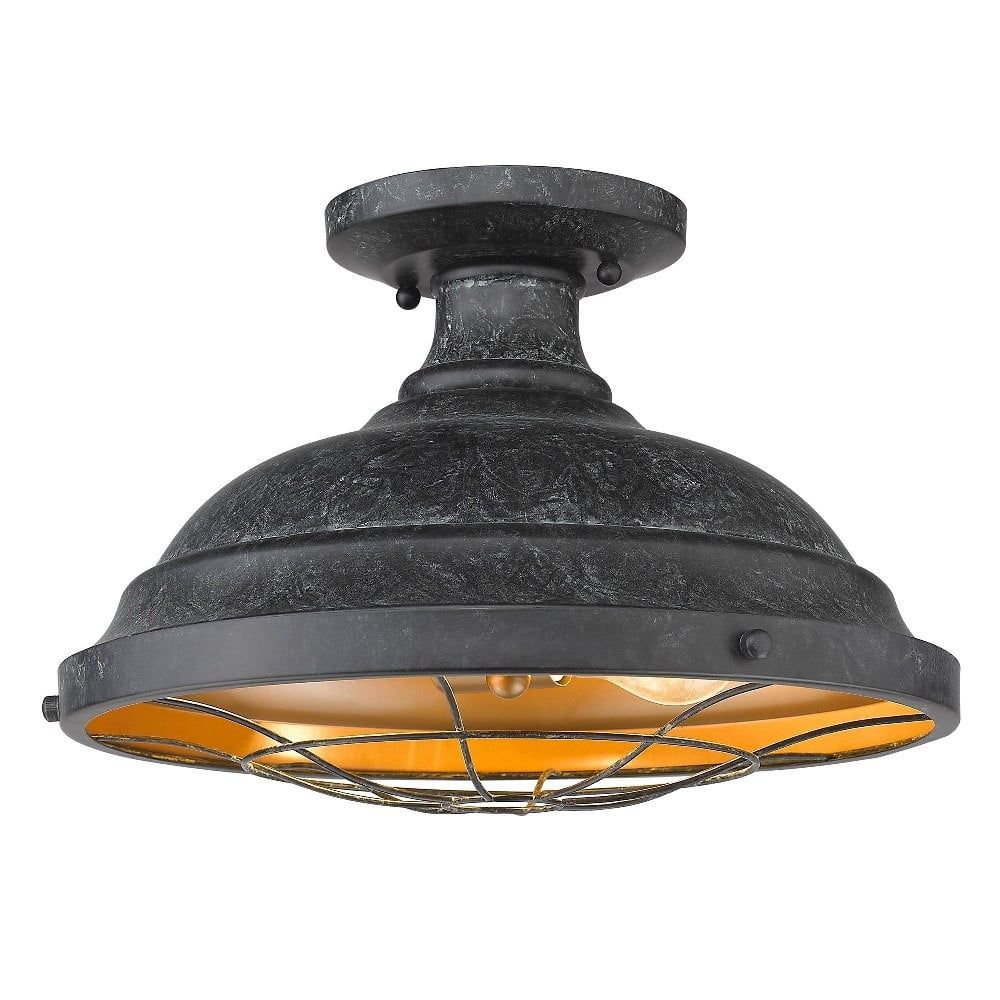 Bartlett Black Patina Industrial Semi-Flush Light Fixture