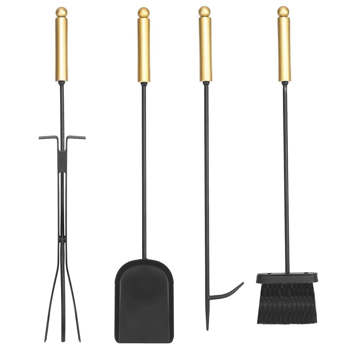 Barton Black and Gold Cast-Iron 5-Piece Fireplace Tool Set