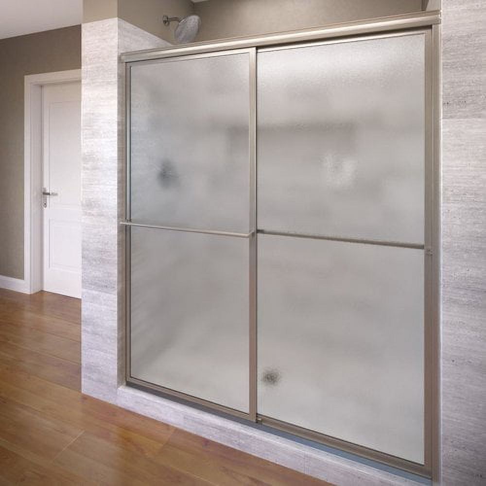 Nickel Framed Sliding Shower Door with Obscure Tempered Glass