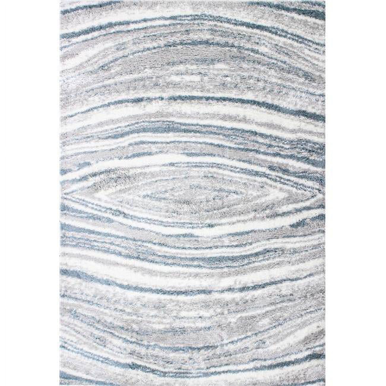 Lustrous Sky Blue 4' x 6' Shag Area Rug with Easy Care Synthetic Fibers