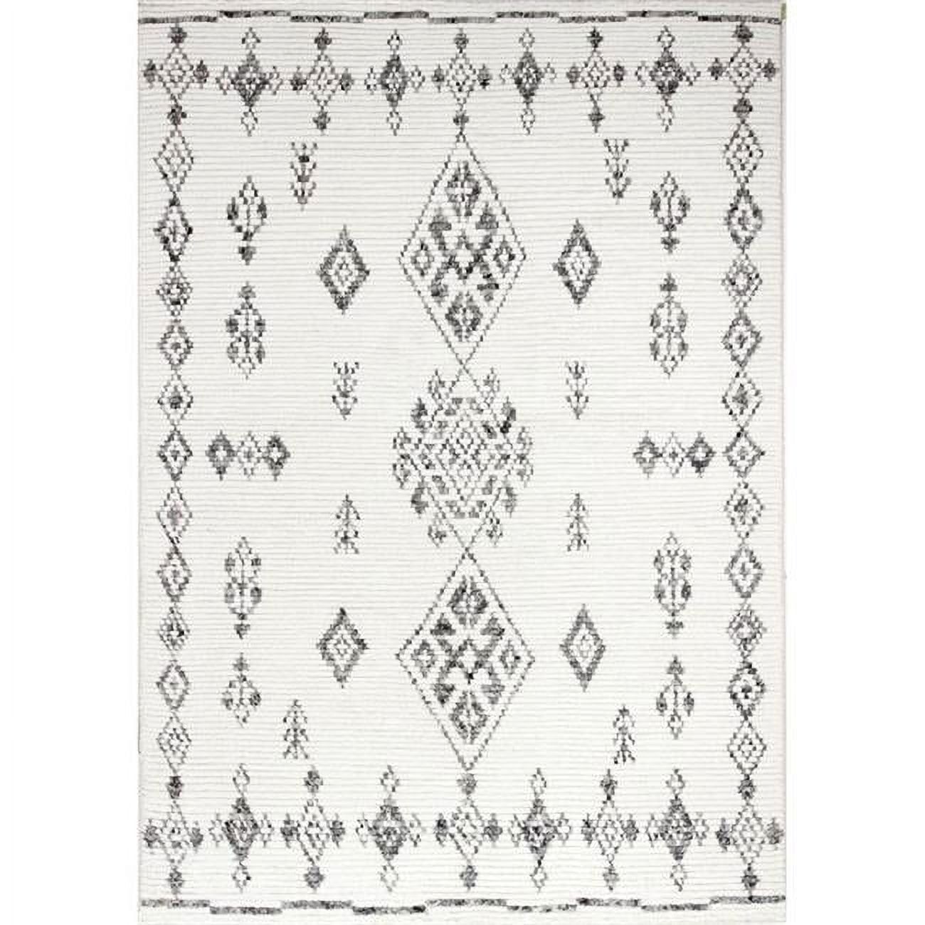Hand-Knotted Ivory Wool Rectangular Area Rug 4' x 6'