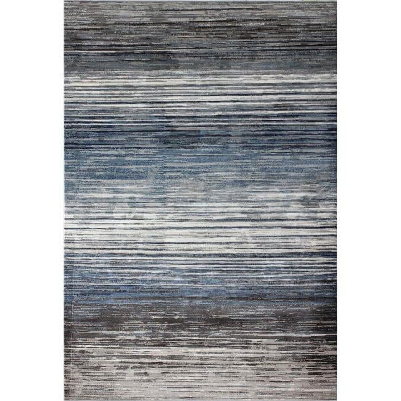 Blue and Gray Geometric 5' x 7'6" Synthetic Area Rug