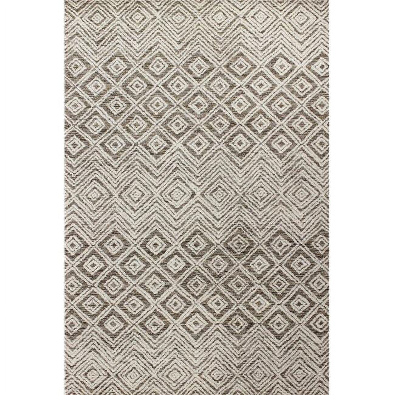 Handmade Taupe Wool Tufted Rectangular Rug 5' x 7'