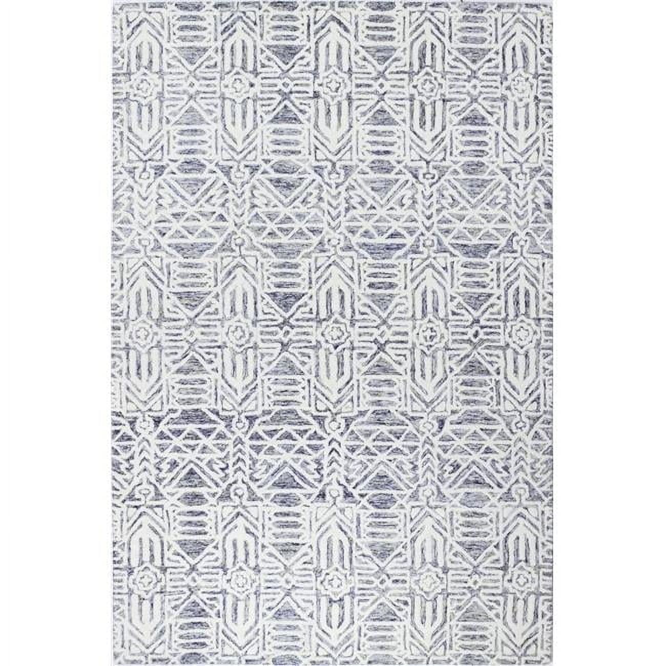 Ivory and Blue Handmade Wool Tufted 8' x 10' Area Rug