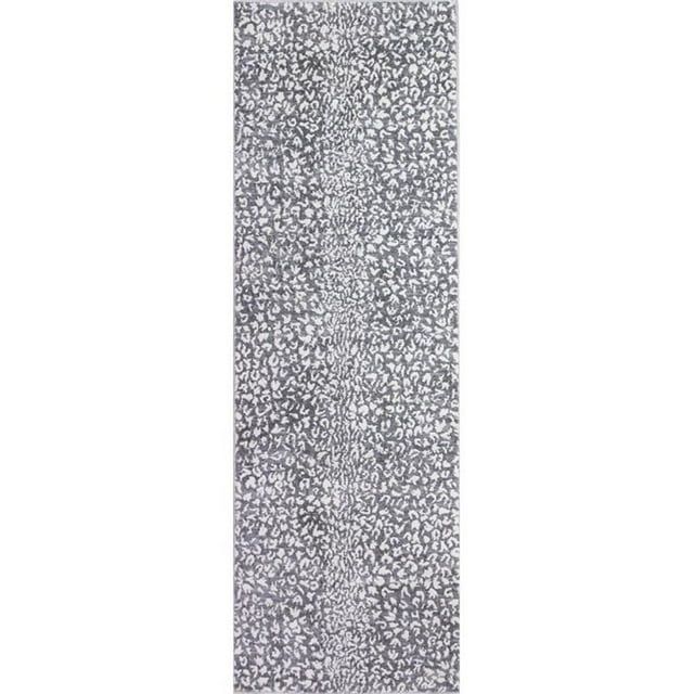 Gray Geometric Washable Synthetic Runner Rug 2'6" x 8'