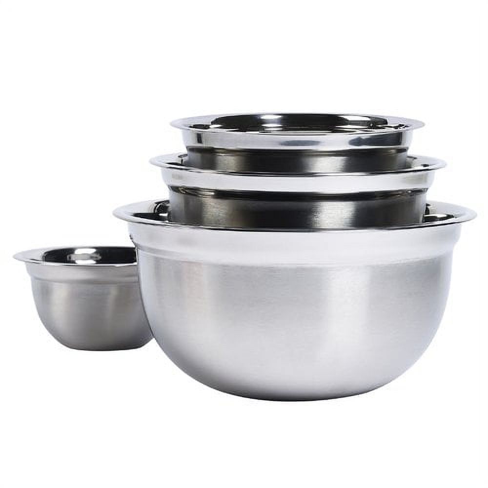 Stainless Steel 4-Piece Nested Mixing Bowl Set with Lids